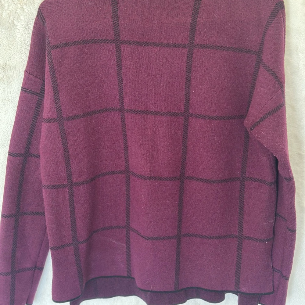 Burgundy Plaid Sweater